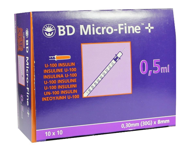 BD MICRO-FINE+ Insulinspr.0,5 ml U100 0,3x8 mm BD MICRO-FINE+ Insulinspr.0,5 ml U100 0,3x8 mm